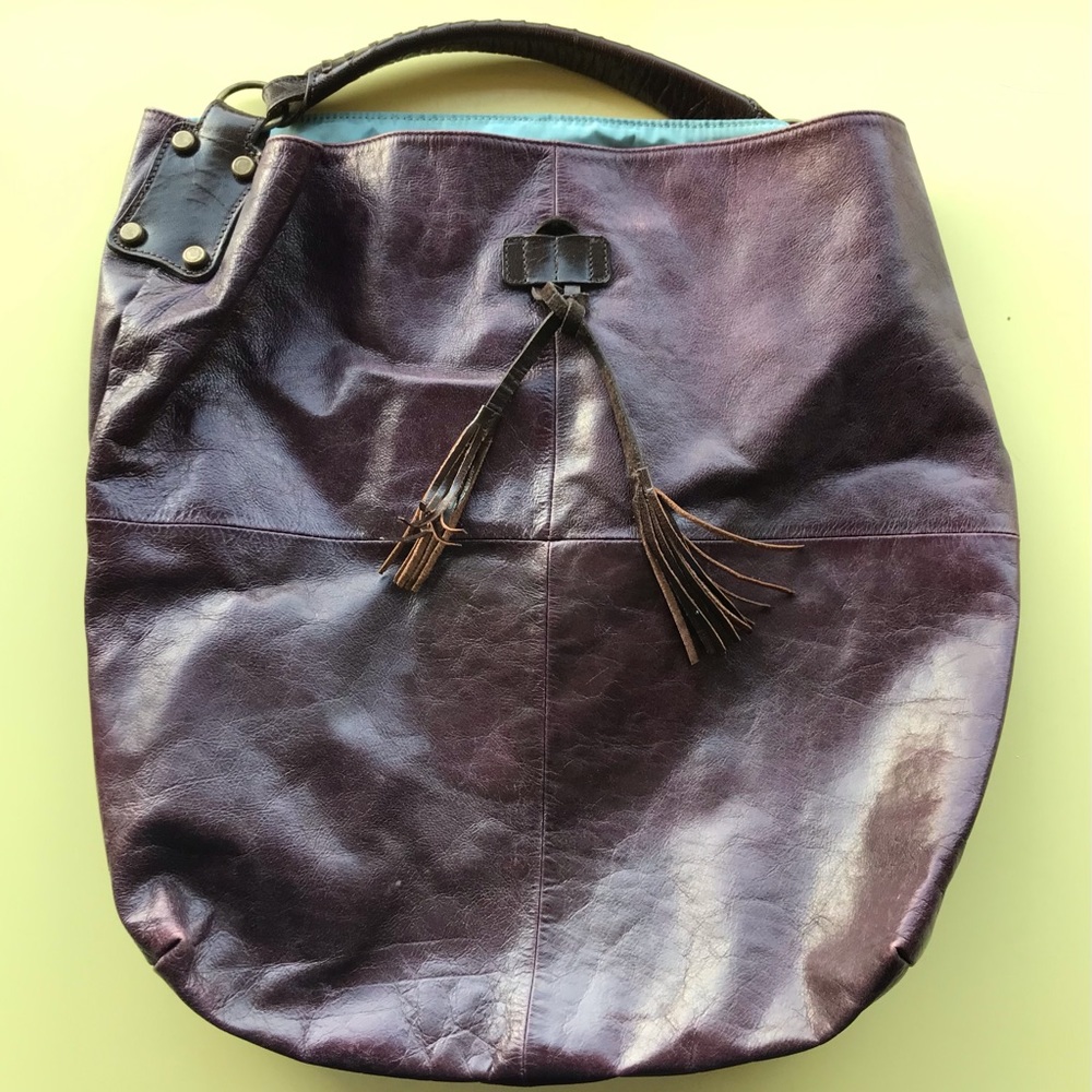 Tano Leather Eggplant Shoulder Bag